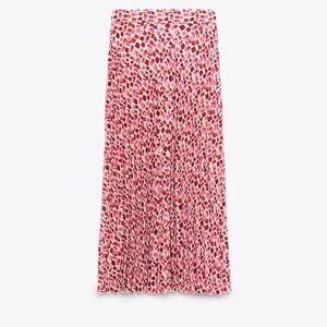 Zara Red and White Patterned Maxi Skirt